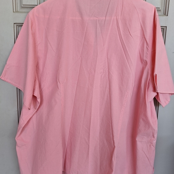 1411 Plus Sz3X Blouse Buttondown Short Sleeves Collar Lace Inset Lt Weight Nice - Picture 6 of 13